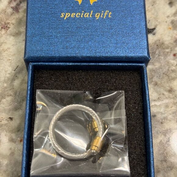 NEW Cable Twisted Open Ring Unisex Adjustable Stainless Steel with Gift … - Picture 5 of 8